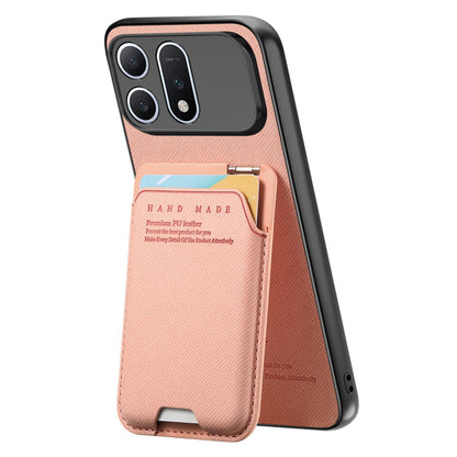 For Honor Win Turbo 5G Twill Fabric Ultra-thin Hinge Card Bag Holder Back Phone Case(Pink)