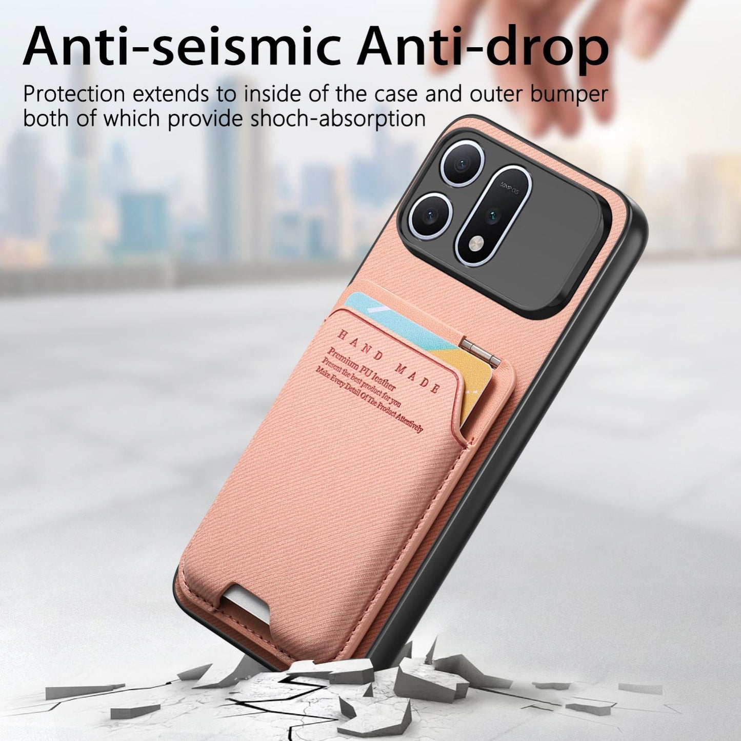 For Honor Win Turbo 5G Twill Fabric Ultra-thin Hinge Card Bag Holder Back Phone Case(Pink)