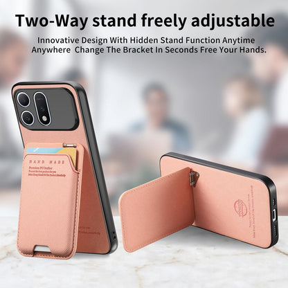 For Honor Win Turbo 5G Twill Fabric Ultra-thin Hinge Card Bag Holder Back Phone Case(Pink)