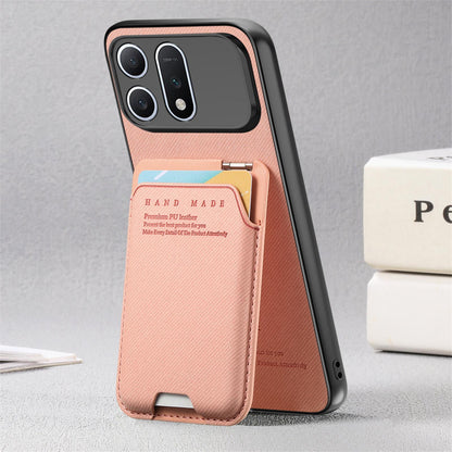 For Honor Win Turbo 5G Twill Fabric Ultra-thin Hinge Card Bag Holder Back Phone Case(Pink)