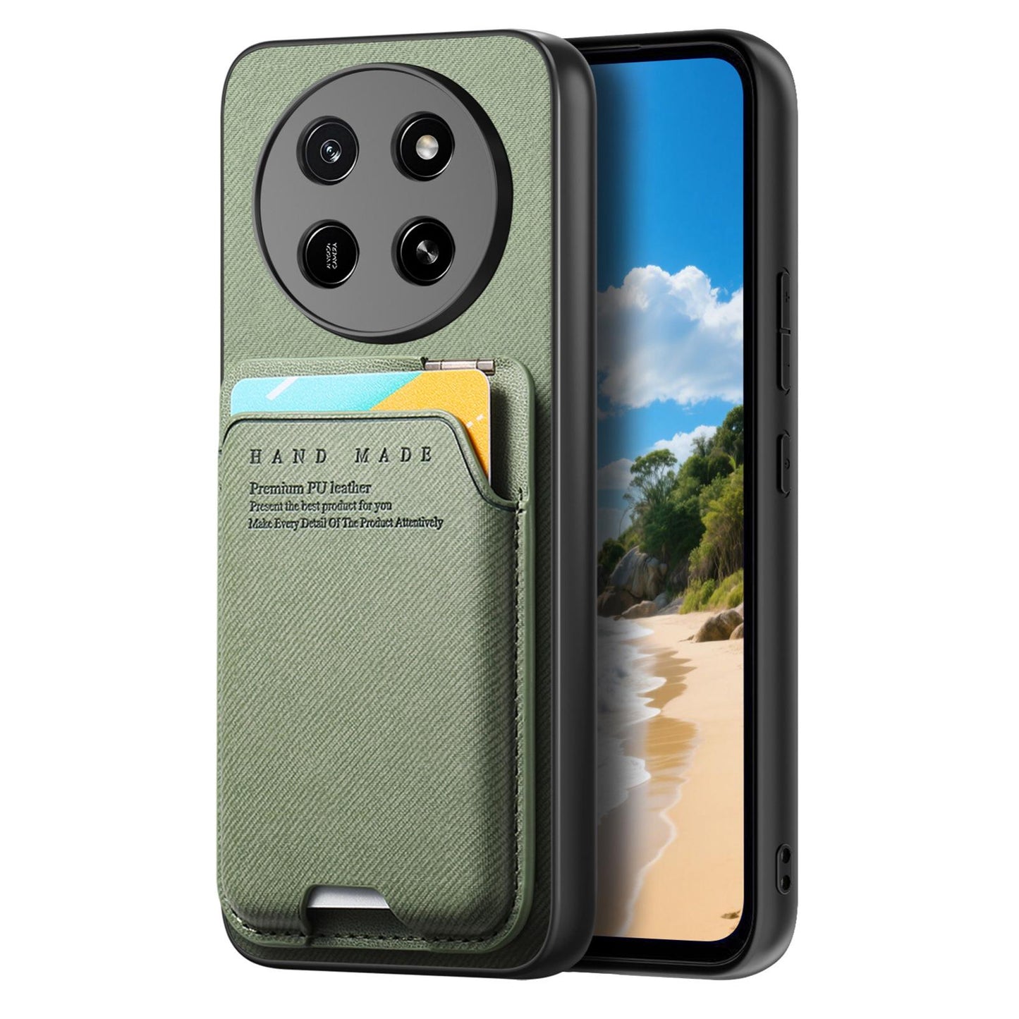 For Honor X80 Pro Max 5G Twill Fabric Ultra-thin Hinge Card Bag Holder Back Phone Case(Green)