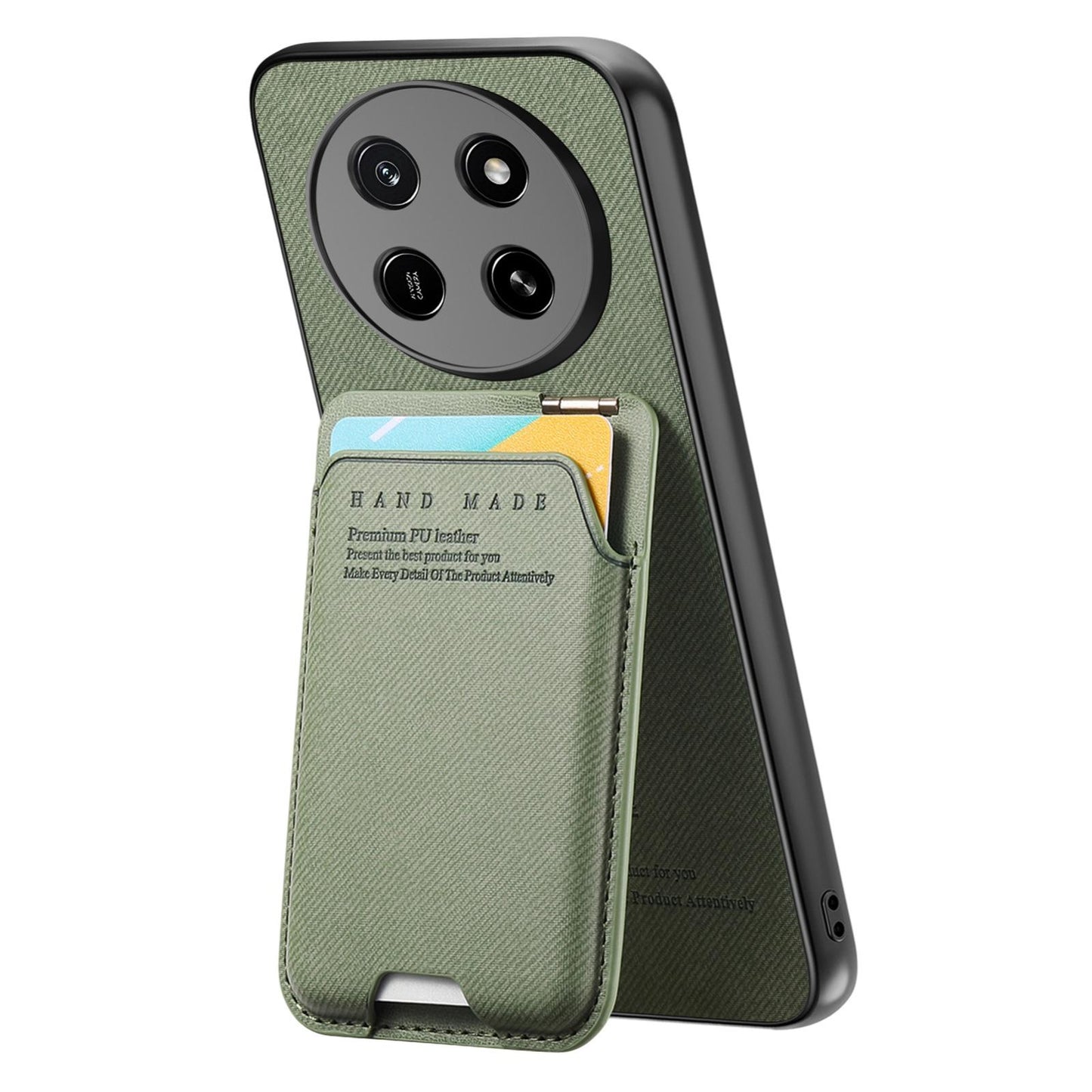 For Honor X80 Pro Max 5G Twill Fabric Ultra-thin Hinge Card Bag Holder Back Phone Case(Green)