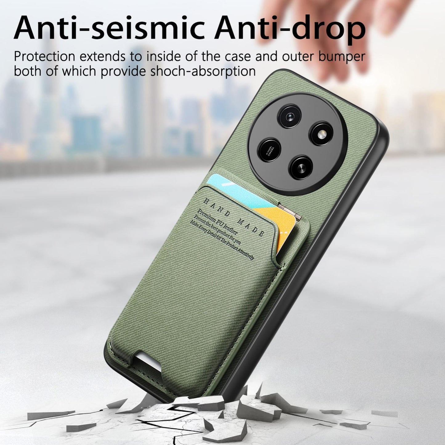 For Honor X80 Pro Max 5G Twill Fabric Ultra-thin Hinge Card Bag Holder Back Phone Case(Green)