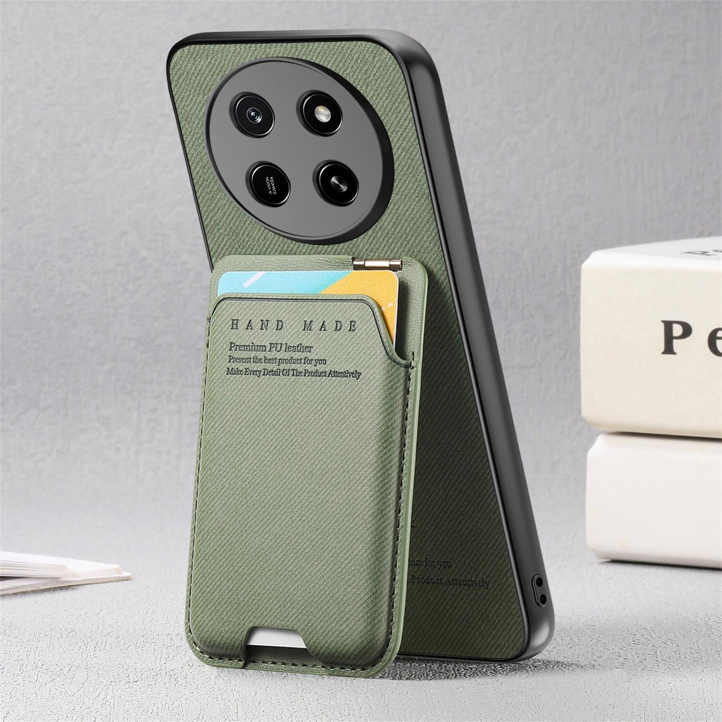 For Honor X80 Pro Max 5G Twill Fabric Ultra-thin Hinge Card Bag Holder Back Phone Case(Green)