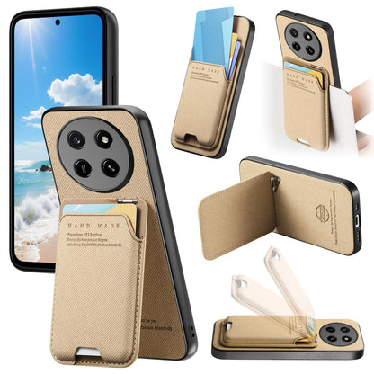 For Honor X80 Pro Max 5G Twill Fabric Ultra-thin Hinge Card Bag Holder Back Phone Case(Khaki)