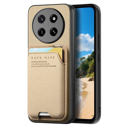 For Honor X80 Pro Max 5G Twill Fabric Ultra-thin Hinge Card Bag Holder Back Phone Case(Khaki)