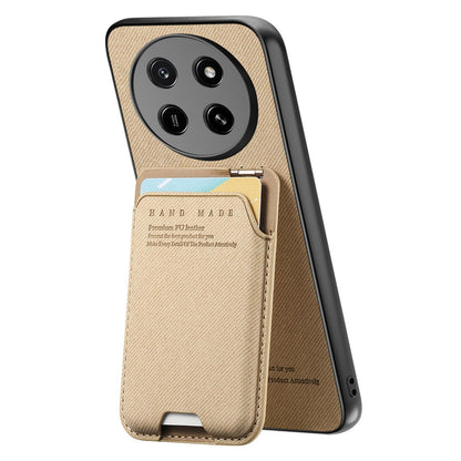 For Honor X80 Pro Max 5G Twill Fabric Ultra-thin Hinge Card Bag Holder Back Phone Case(Khaki)