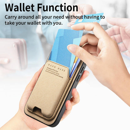 For Honor X80 Pro Max 5G Twill Fabric Ultra-thin Hinge Card Bag Holder Back Phone Case(Khaki)