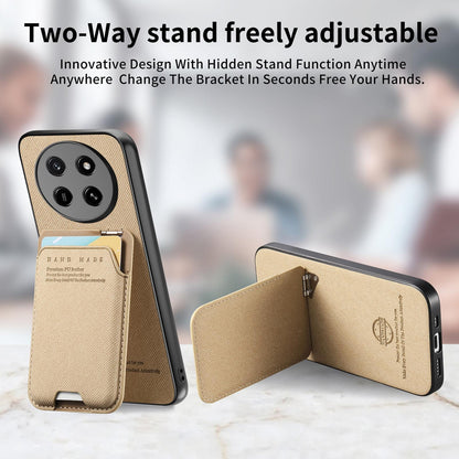 For Honor X80 Pro Max 5G Twill Fabric Ultra-thin Hinge Card Bag Holder Back Phone Case(Khaki)