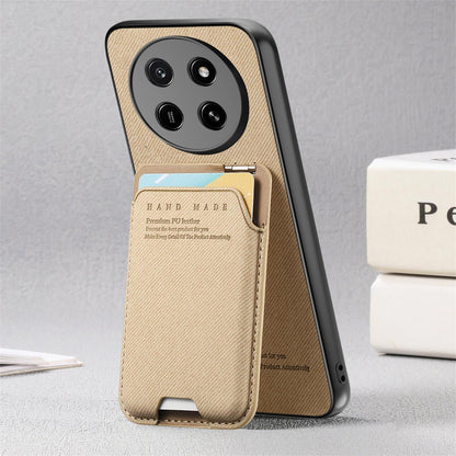 For Honor X80 Pro Max 5G Twill Fabric Ultra-thin Hinge Card Bag Holder Back Phone Case(Khaki)