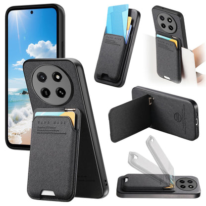 For Honor X80 Pro Max 5G Twill Fabric Ultra-thin Hinge Card Bag Holder Back Phone Case(Black)