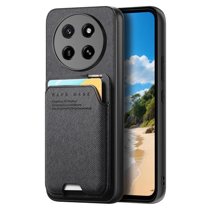 For Honor X80 Pro Max 5G Twill Fabric Ultra-thin Hinge Card Bag Holder Back Phone Case(Black)