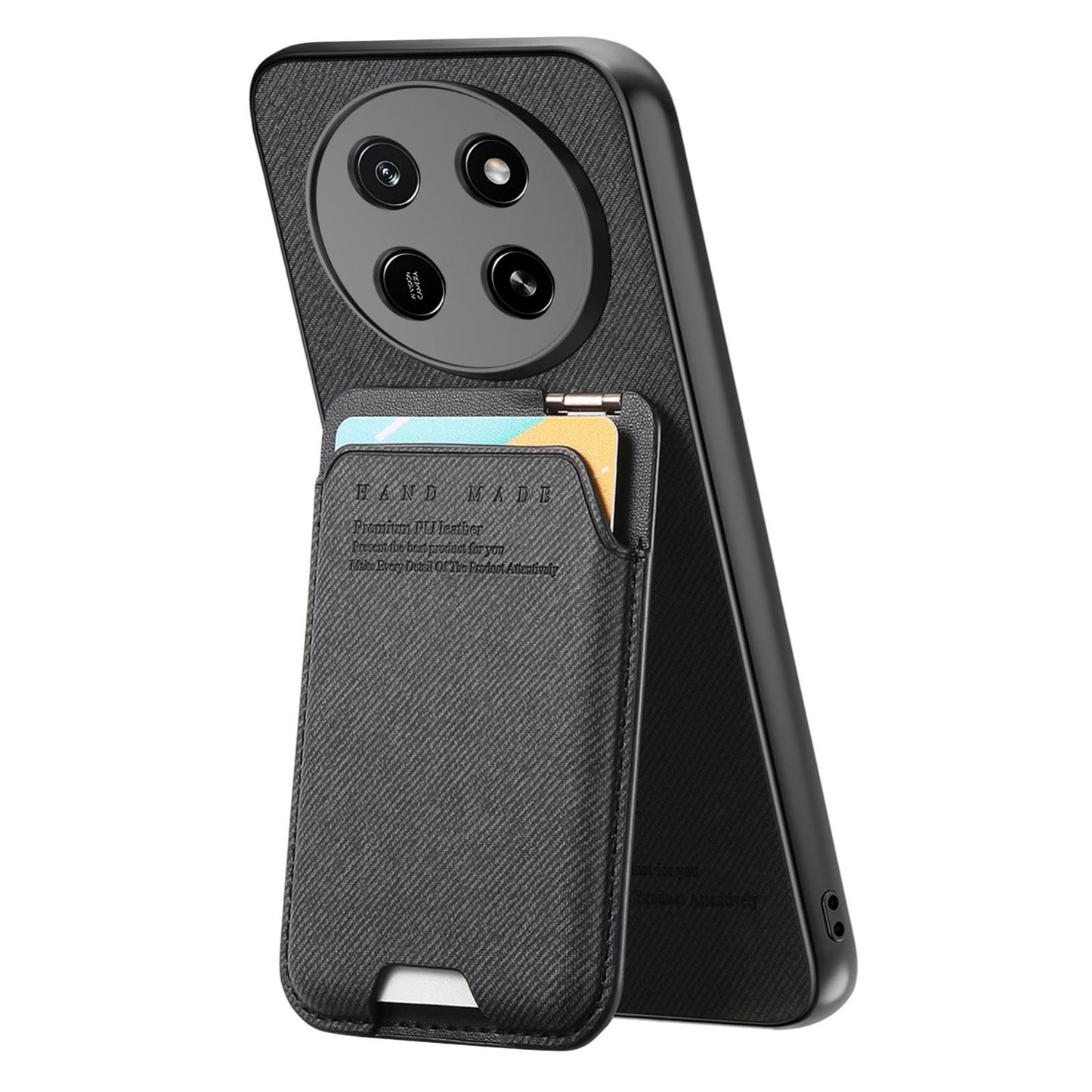For Honor X80 Pro Max 5G Twill Fabric Ultra-thin Hinge Card Bag Holder Back Phone Case(Black)