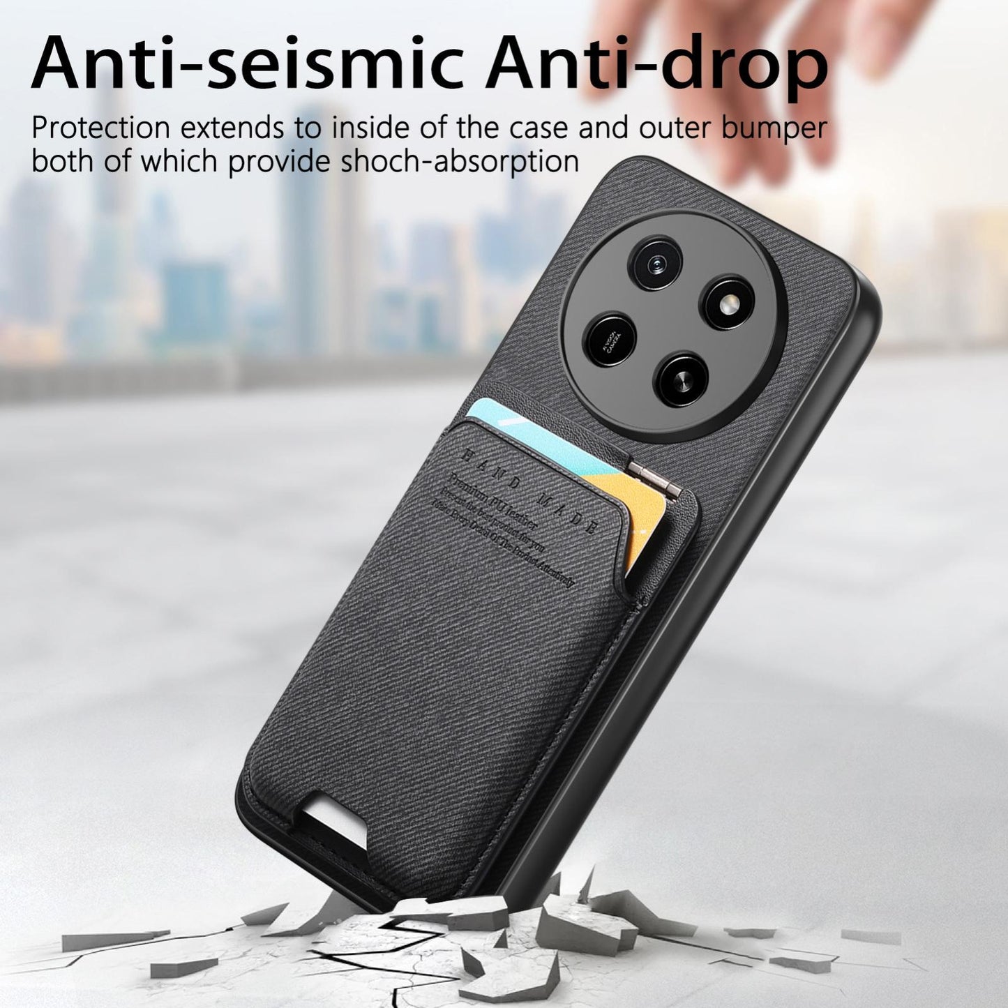 For Honor X80 Pro Max 5G Twill Fabric Ultra-thin Hinge Card Bag Holder Back Phone Case(Black)