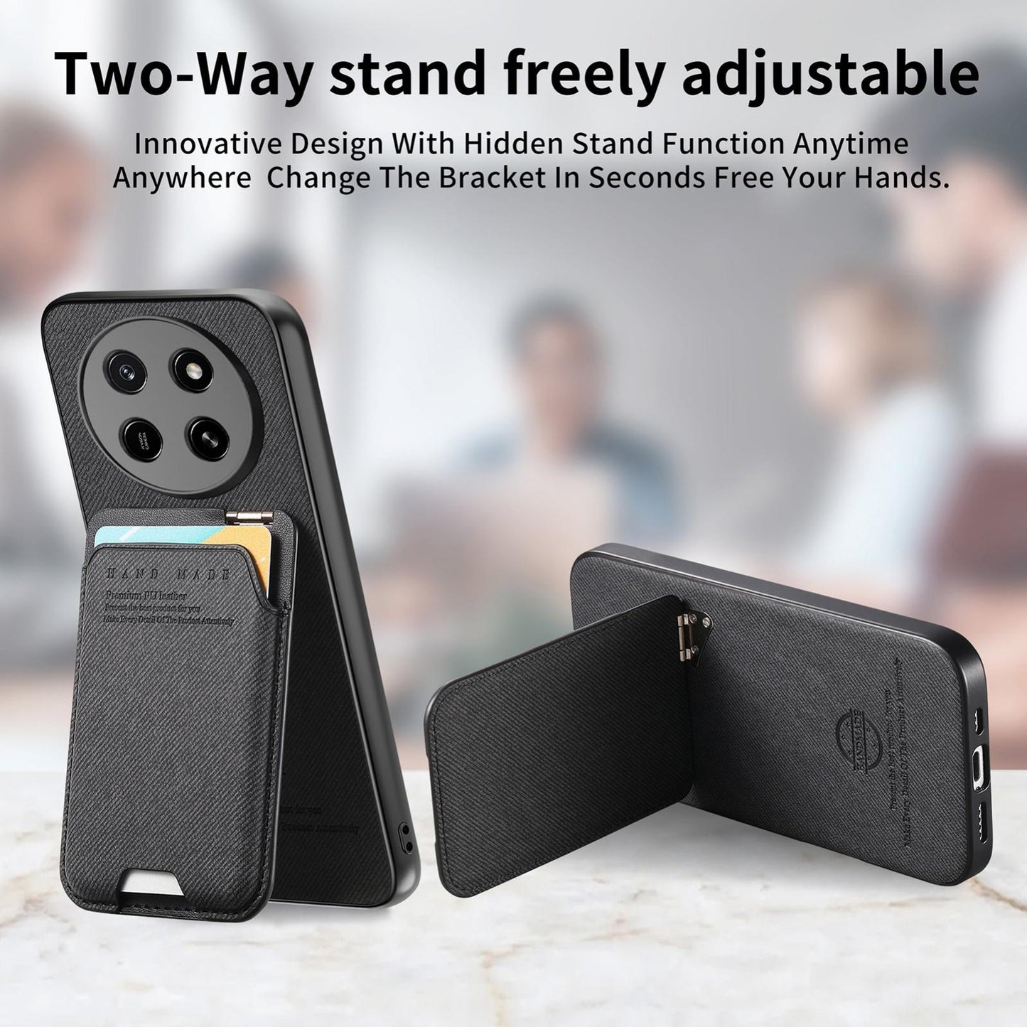 For Honor X80 Pro Max 5G Twill Fabric Ultra-thin Hinge Card Bag Holder Back Phone Case(Black)