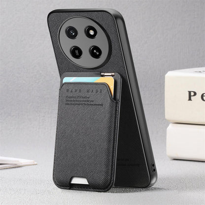For Honor X80 Pro Max 5G Twill Fabric Ultra-thin Hinge Card Bag Holder Back Phone Case(Black)