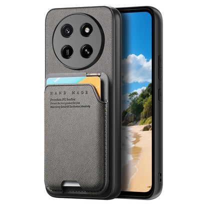 For Honor X80 Pro Max 5G Twill Fabric Ultra-thin Hinge Card Bag Holder Back Phone Case(Gray)