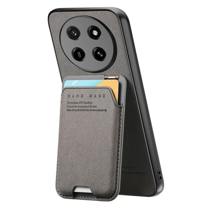 For Honor X80 Pro Max 5G Twill Fabric Ultra-thin Hinge Card Bag Holder Back Phone Case(Gray)