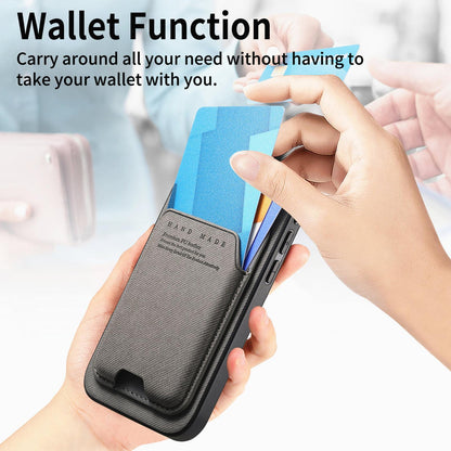 For Honor X80 Pro Max 5G Twill Fabric Ultra-thin Hinge Card Bag Holder Back Phone Case(Gray)
