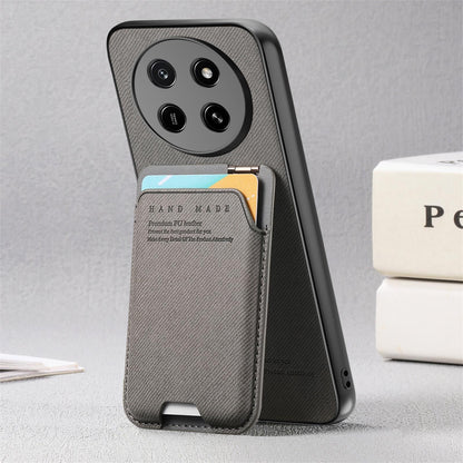 For Honor X80 Pro Max 5G Twill Fabric Ultra-thin Hinge Card Bag Holder Back Phone Case(Gray)