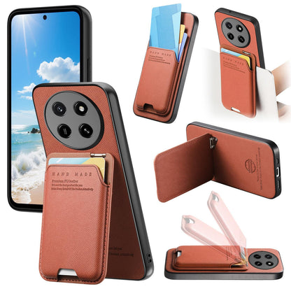 For Honor X80 Pro Max 5G Twill Fabric Ultra-thin Hinge Card Bag Holder Back Phone Case(Brown)