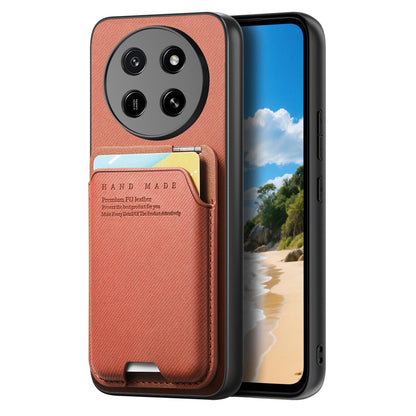 For Honor X80 Pro Max 5G Twill Fabric Ultra-thin Hinge Card Bag Holder Back Phone Case(Brown)