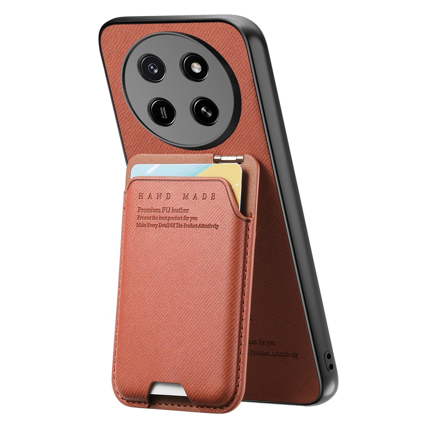 For Honor X80 Pro Max 5G Twill Fabric Ultra-thin Hinge Card Bag Holder Back Phone Case(Brown)