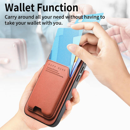 For Honor X80 Pro Max 5G Twill Fabric Ultra-thin Hinge Card Bag Holder Back Phone Case(Brown)