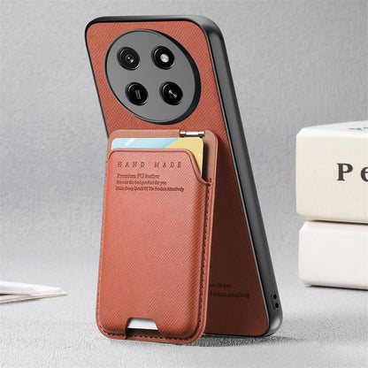 For Honor X80 Pro Max 5G Twill Fabric Ultra-thin Hinge Card Bag Holder Back Phone Case(Brown)