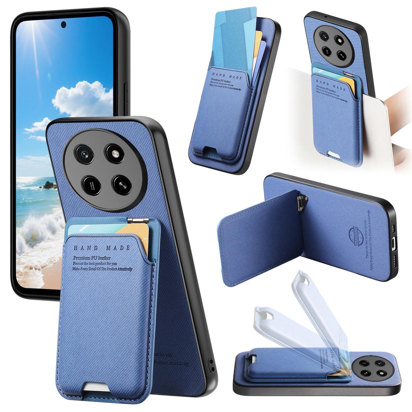 For Honor X80 Pro Max 5G Twill Fabric Ultra-thin Hinge Card Bag Holder Back Phone Case(Blue)