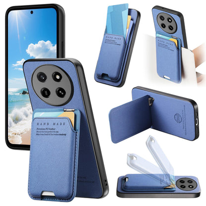 For Honor X80 Pro Max 5G Twill Fabric Ultra-thin Hinge Card Bag Holder Back Phone Case(Blue)