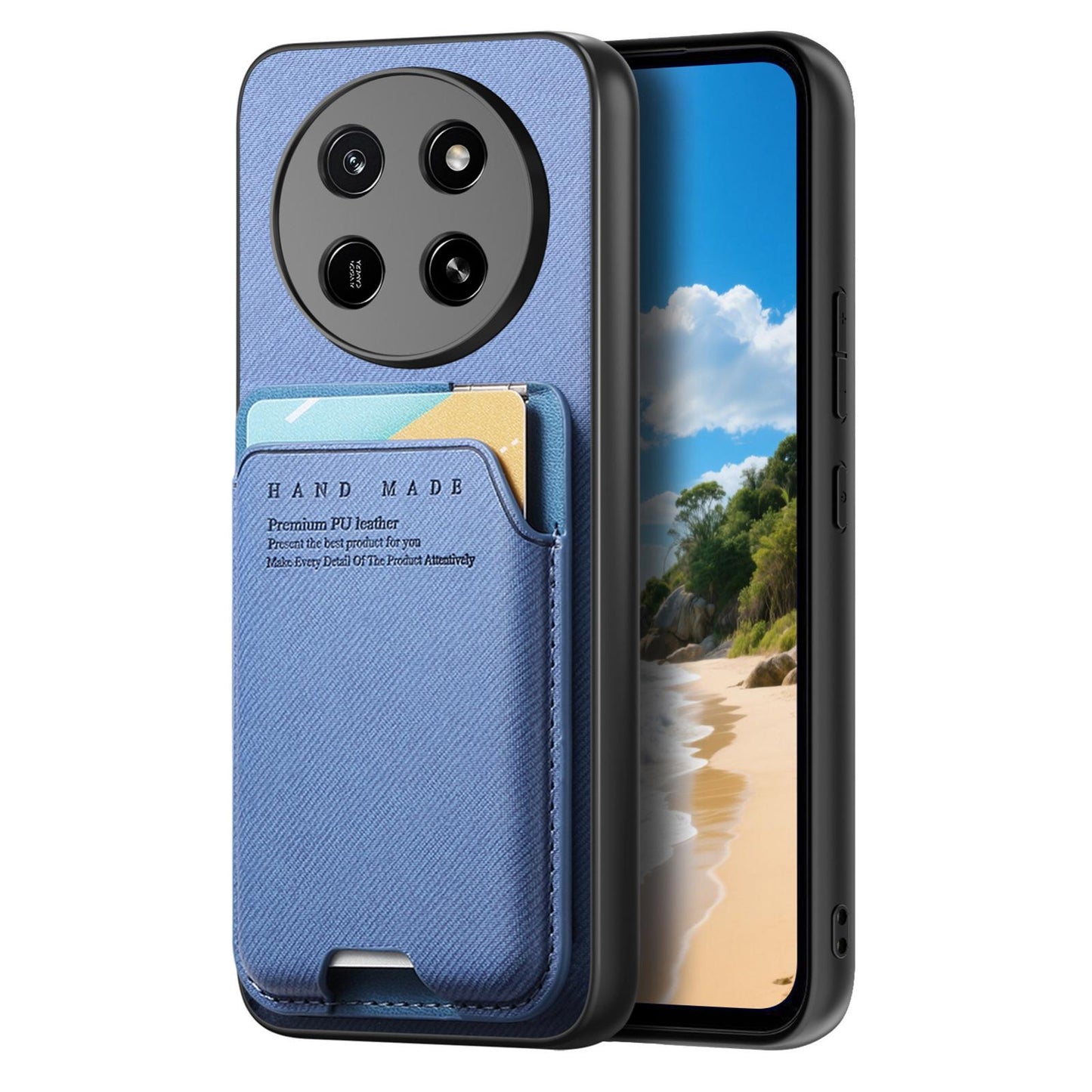 For Honor X80 Pro Max 5G Twill Fabric Ultra-thin Hinge Card Bag Holder Back Phone Case(Blue)