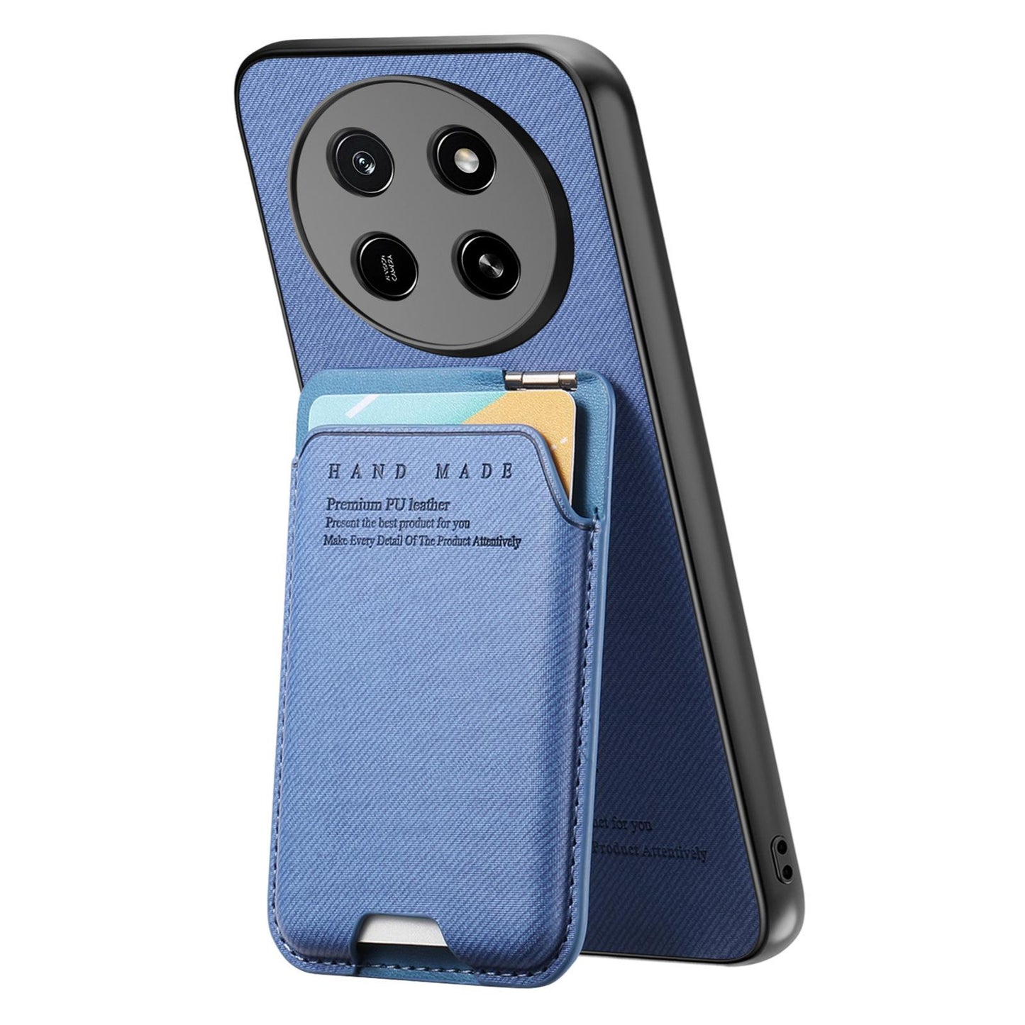 For Honor X80 Pro Max 5G Twill Fabric Ultra-thin Hinge Card Bag Holder Back Phone Case(Blue)