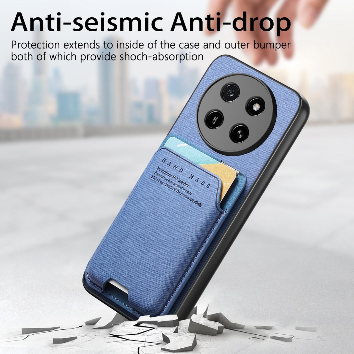 For Honor X80 Pro Max 5G Twill Fabric Ultra-thin Hinge Card Bag Holder Back Phone Case(Blue)