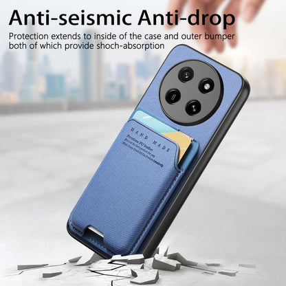 For Honor X80 Pro Max 5G Twill Fabric Ultra-thin Hinge Card Bag Holder Back Phone Case(Blue)