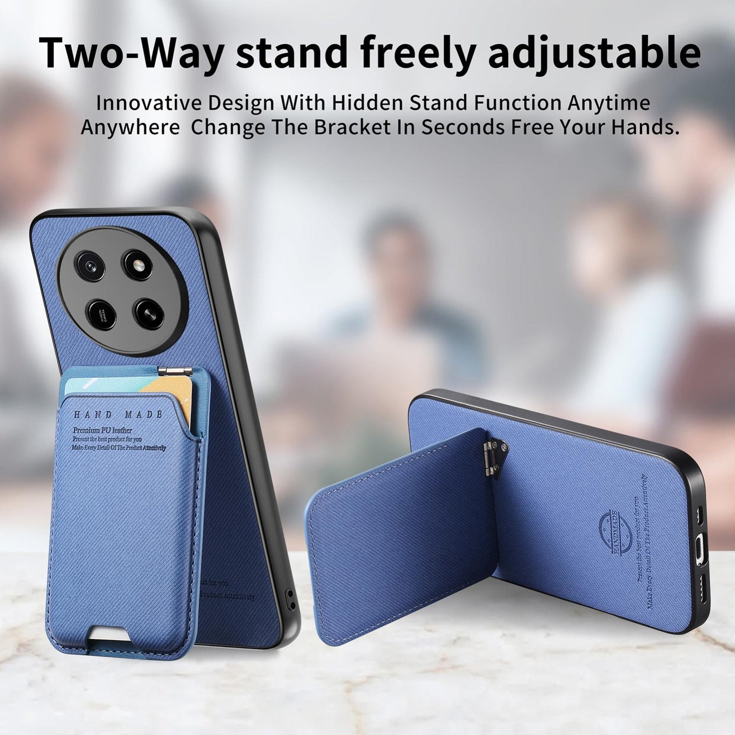 For Honor X80 Pro Max 5G Twill Fabric Ultra-thin Hinge Card Bag Holder Back Phone Case(Blue)