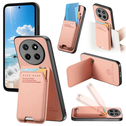 For Honor X80 Pro Max 5G Twill Fabric Ultra-thin Hinge Card Bag Holder Back Phone Case(Pink)