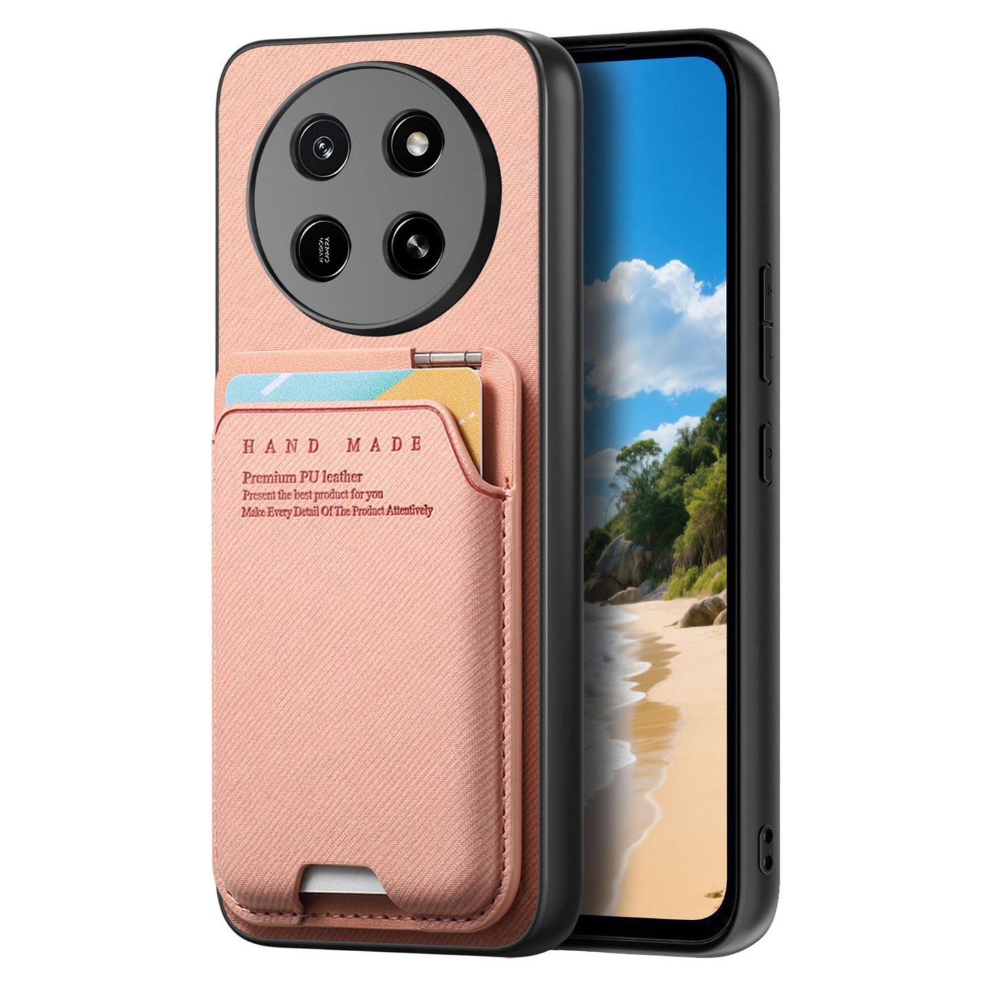 For Honor X80 Pro Max 5G Twill Fabric Ultra-thin Hinge Card Bag Holder Back Phone Case(Pink)