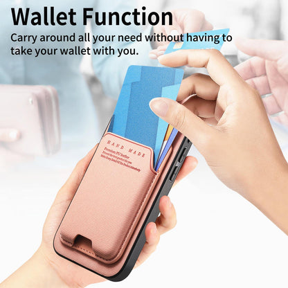For Honor X80 Pro Max 5G Twill Fabric Ultra-thin Hinge Card Bag Holder Back Phone Case(Pink)