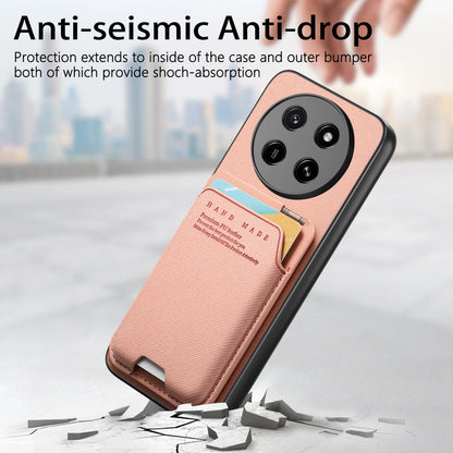 For Honor X80 Pro Max 5G Twill Fabric Ultra-thin Hinge Card Bag Holder Back Phone Case(Pink)