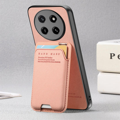 For Honor X80 Pro Max 5G Twill Fabric Ultra-thin Hinge Card Bag Holder Back Phone Case(Pink)