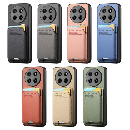 For Honor X80 Pro Max 5G Twill Fabric Ultra-thin Hinge Card Bag Holder Back Phone Case(Brown)