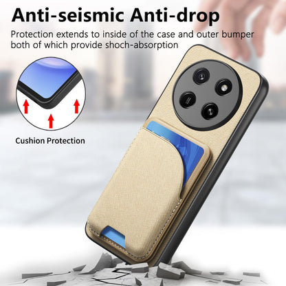 For Honor X80 Pro Max 5G Twill Fabric Leather-Skin Card Bag Magnetic Back Phone Case(Khaki)