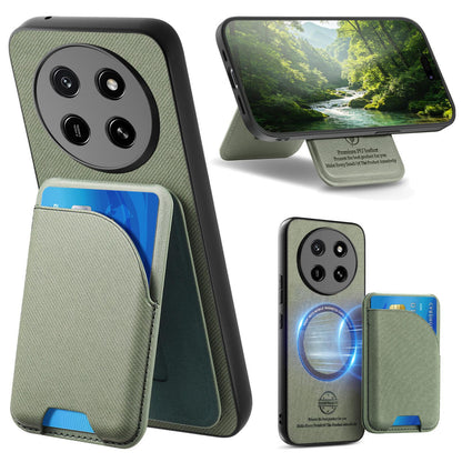 For Honor X80 Pro Max 5G Twill Fabric Leather-Skin Card Bag Magnetic Back Phone Case(Green)