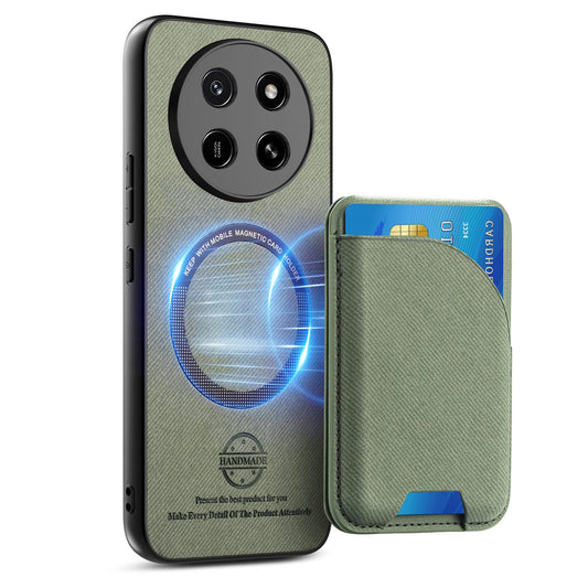 For Honor X80 Pro Max 5G Twill Fabric Leather-Skin Card Bag Magnetic Back Phone Case(Green)