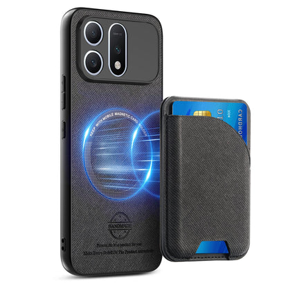 For Honor Win Turbo 5G Twill Fabric Leather-Skin Card Bag Magnetic Back Phone Case(Black)