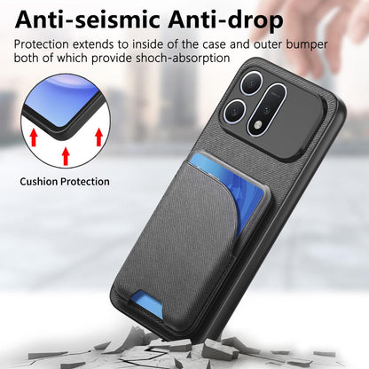 For Honor Win Turbo 5G Twill Fabric Leather-Skin Card Bag Magnetic Back Phone Case(Black)
