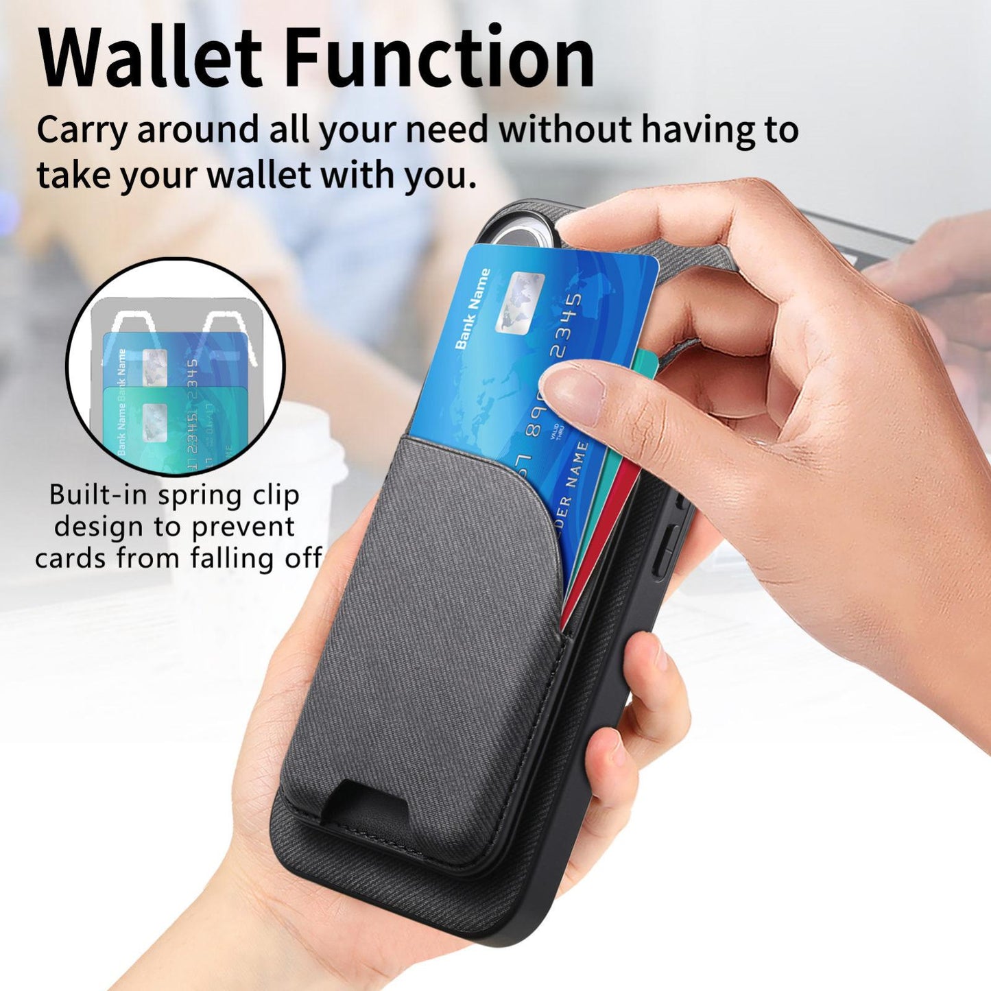 For Honor Win Turbo 5G Twill Fabric Leather-Skin Card Bag Magnetic Back Phone Case(Black)