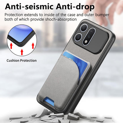 For Honor Win Turbo 5G Twill Fabric Leather-Skin Card Bag Magnetic Back Phone Case(Gray)