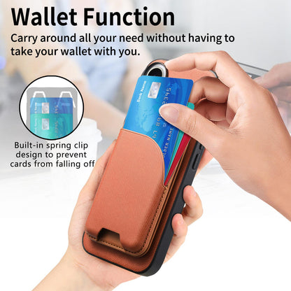 For Honor Win Turbo 5G Twill Fabric Leather-Skin Card Bag Magnetic Back Phone Case(Brown)